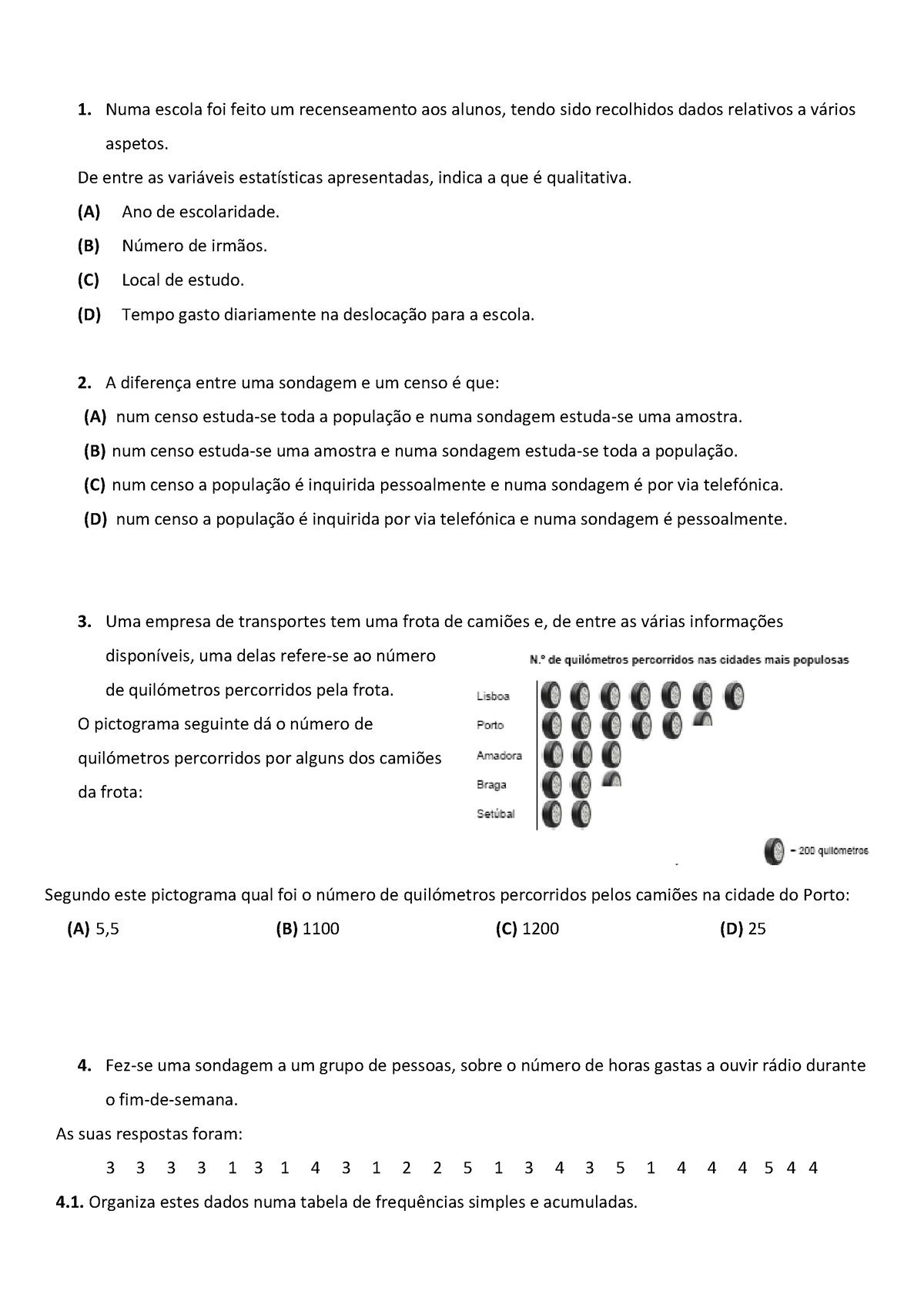 Teste 1 V2 A3 FICHA Numa Escola Foi Feito Um Recenseamento Aos