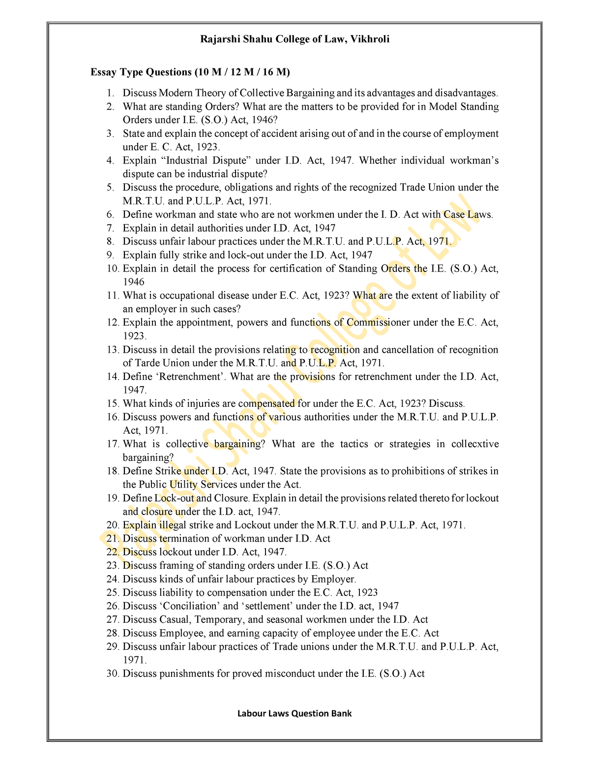 essay on labour law