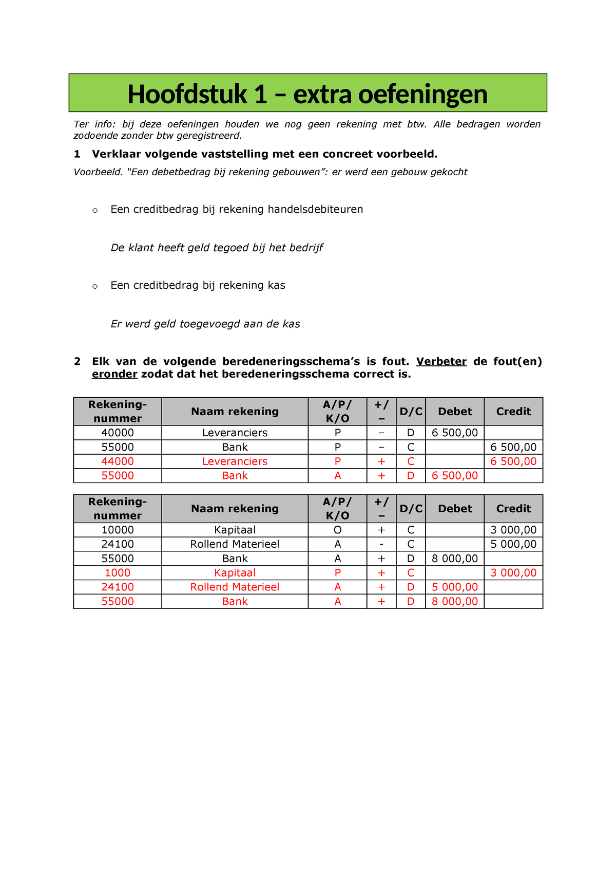 Bijkomende Oefening Hoofdstuk 1 - Hoofdstuk 1 – Extra Oefeningen Ter ...