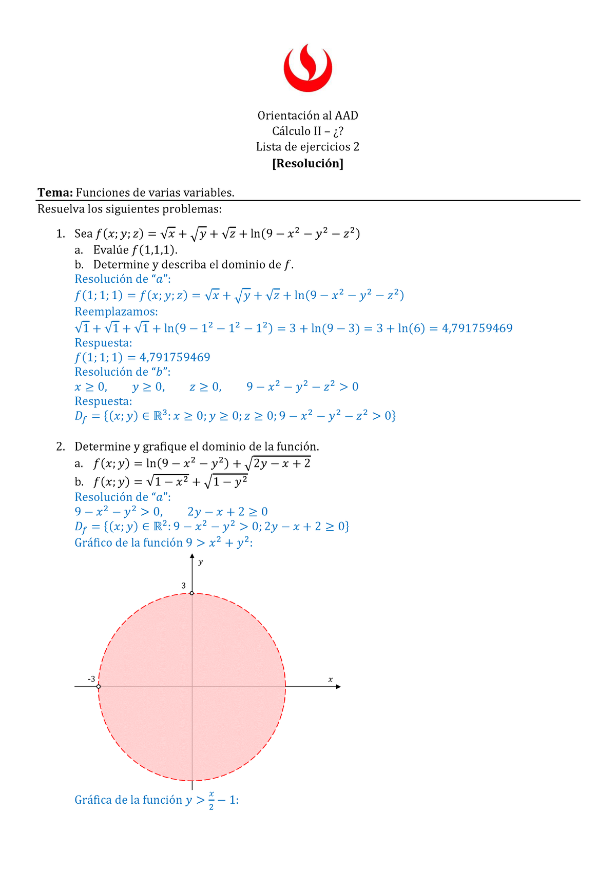 Lista De Ejercicios 2 Y 3 - OrientaciÛn Al AAD C·lculo II – ø? Lista De ...