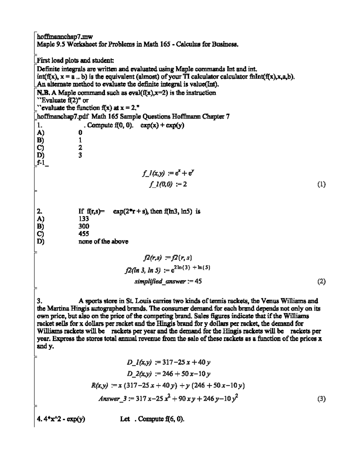 Worksheet for Problems in Math 165 - :First load plots and student ...