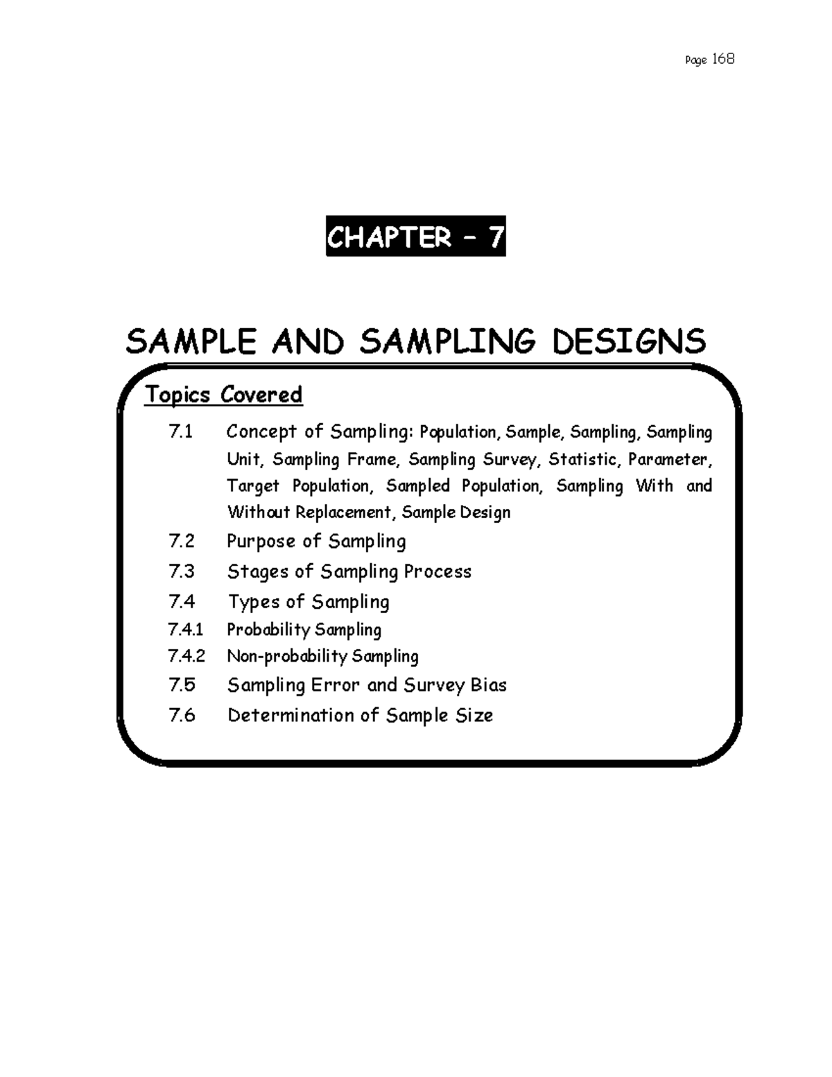 Sampleand Sampling Designs - Page 168 CHAPTER – 7 SAMPLE AND SAMPLING ...