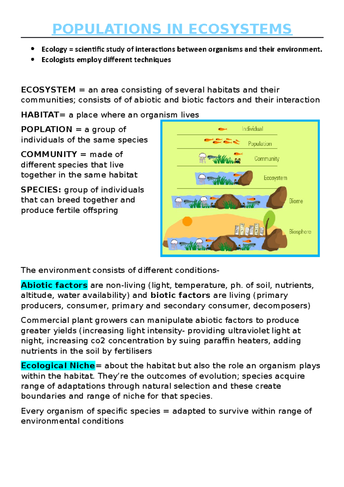 Populations IN Ecosystems - POPULATIONS IN ECOSYSTEMS Ecology ...