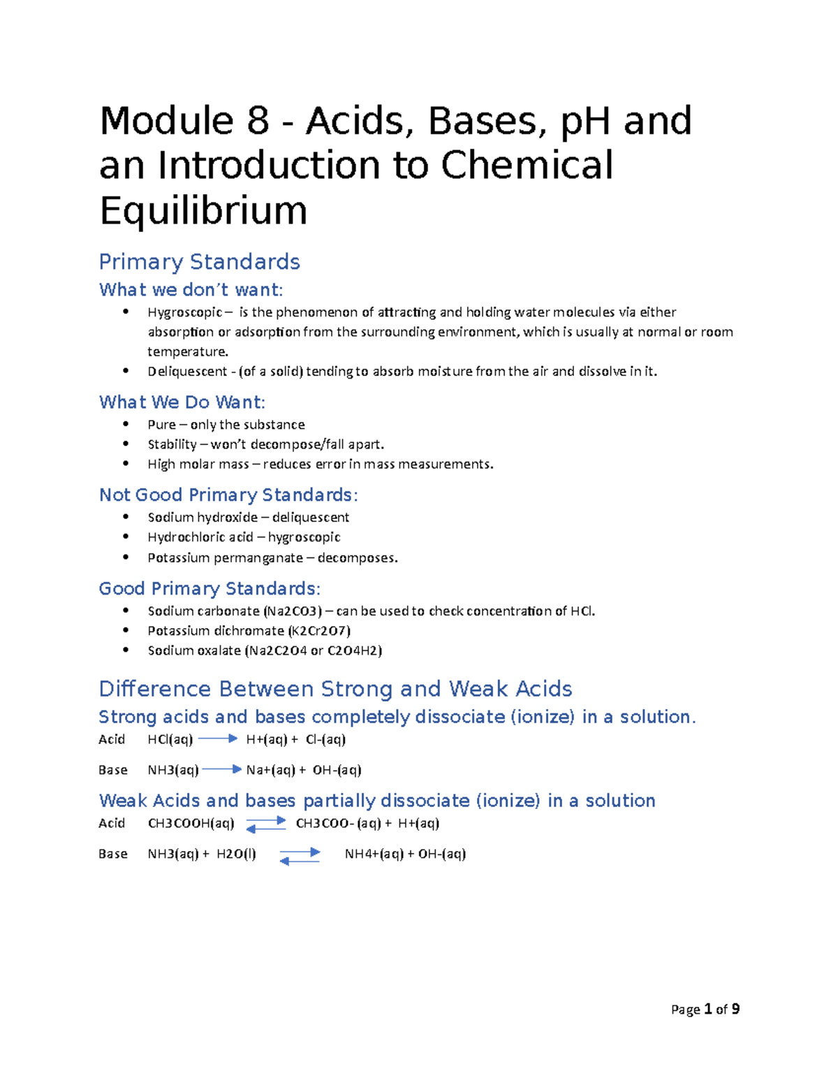 Module 8 Video Notes - Module 8 - Acids, Bases, PH And An Introduction ...