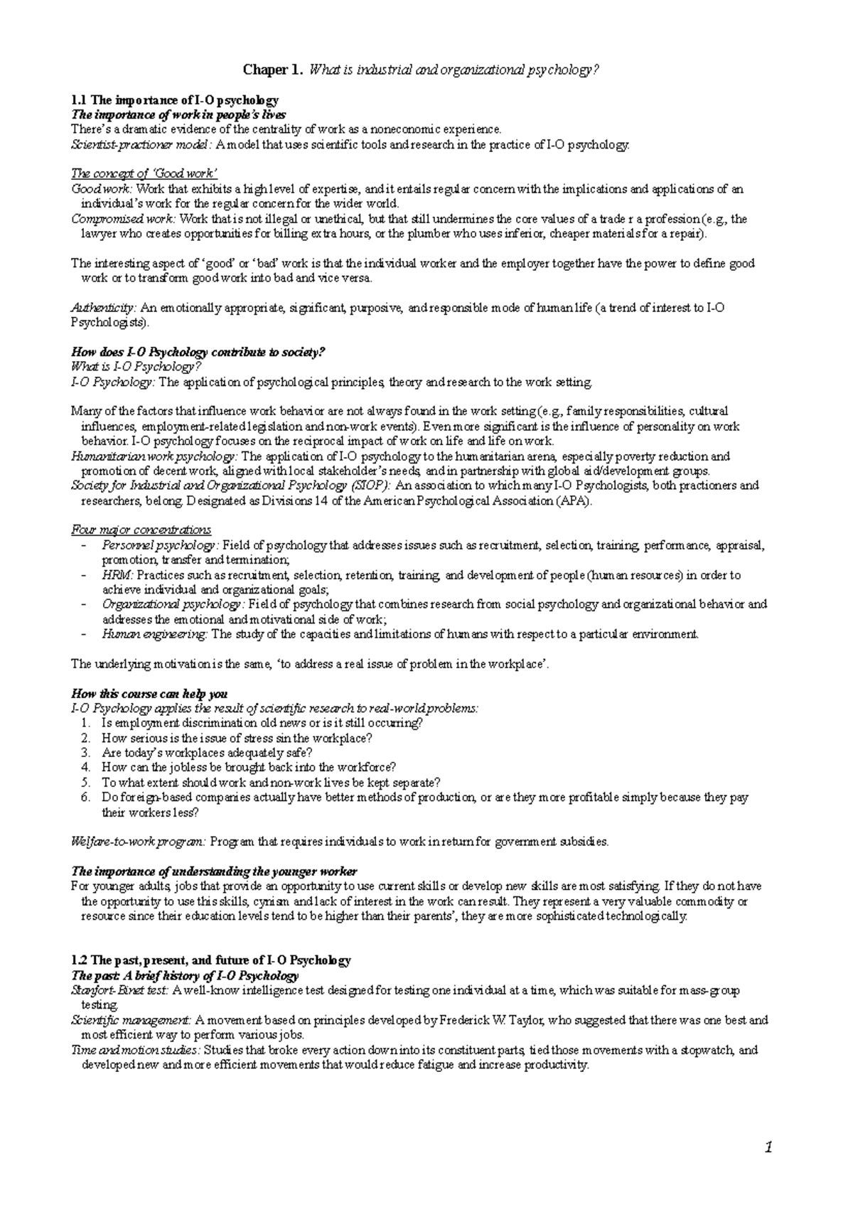 Summary Chapter 1-13, Rnrn - Chaper 1. What Is Industrial And 