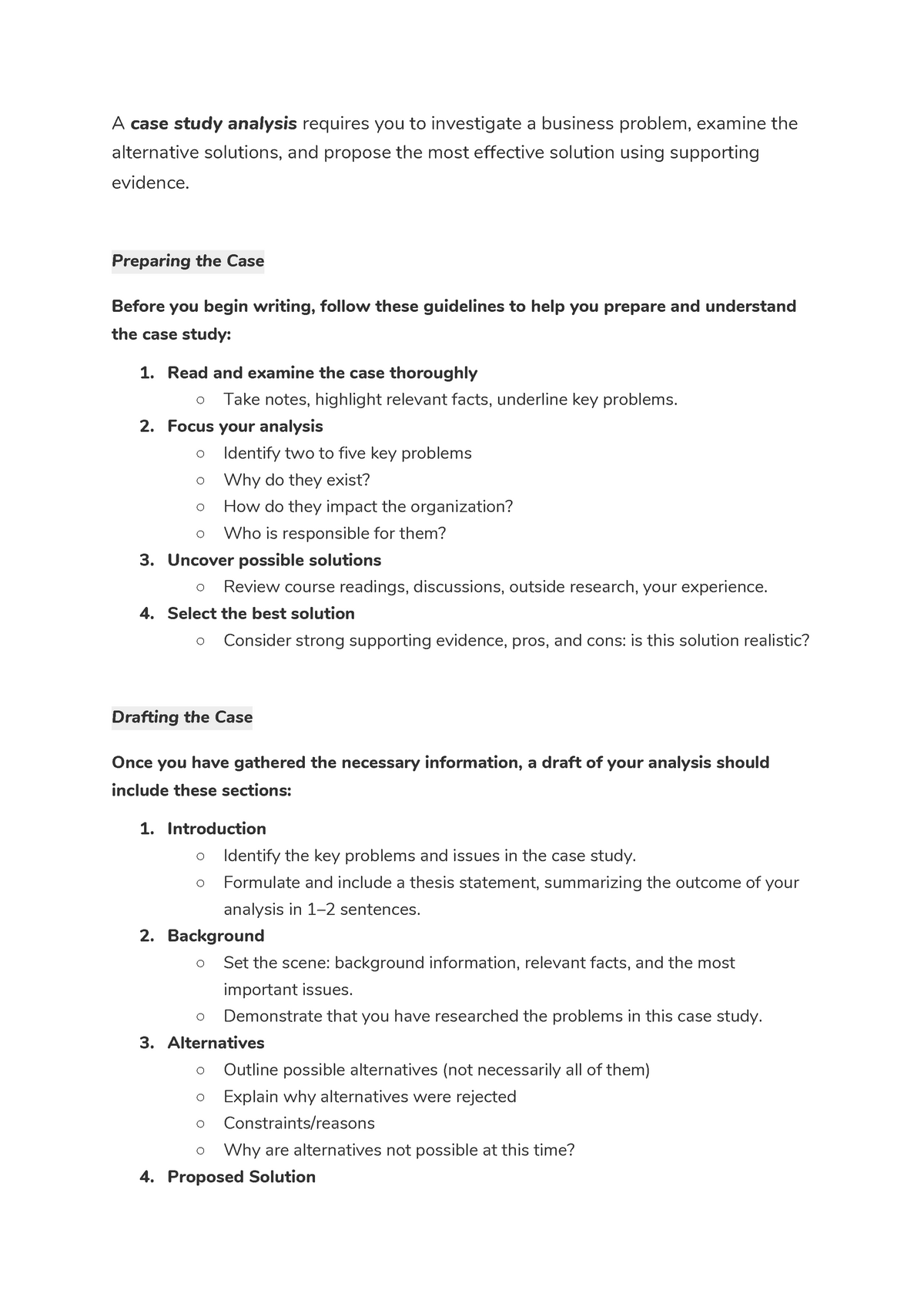 case study statement of the objectives example