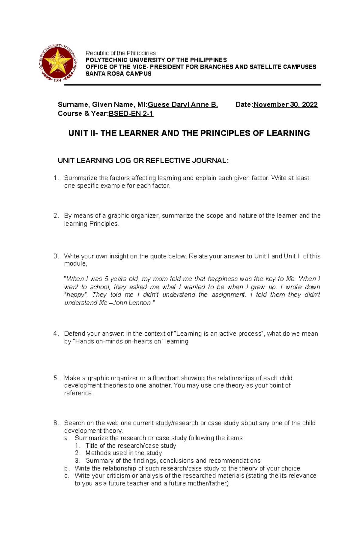 Midterm TASK -UNIT 2- Assessment - Republic of the Philippines ...