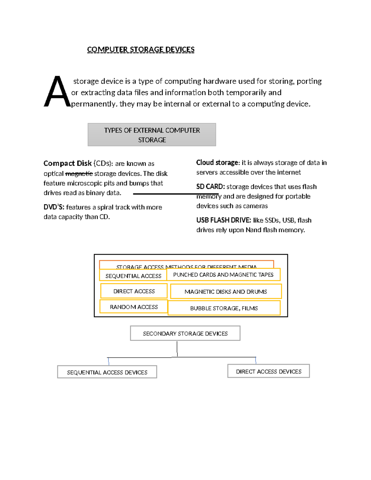 Knecexam D - Orientation - COMPUTER STORAGE DEVICES storage device is a ...