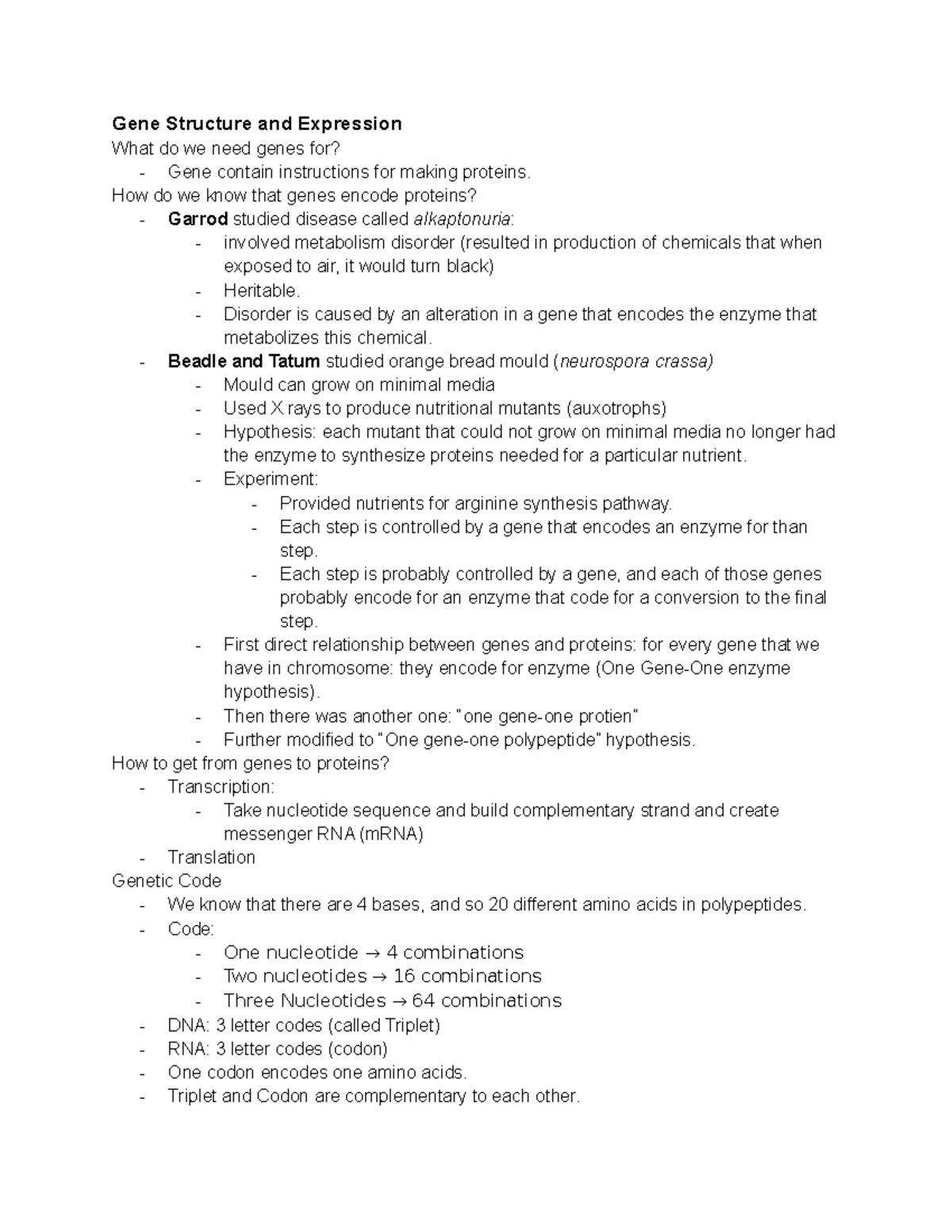 Chapter 12 - Gene Structure and Expression - Gene Structure and ...