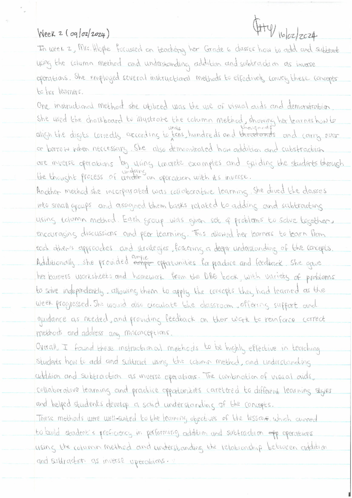 Lesson Reflection Example - Week 2 ( City In week 2, Mrs. Hlophe ...