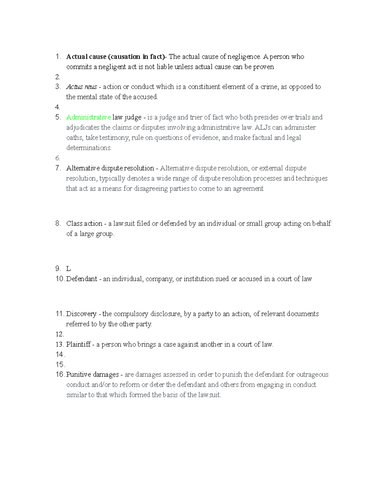 Business Def 2 Definitions for the chapter Actual cause (causation