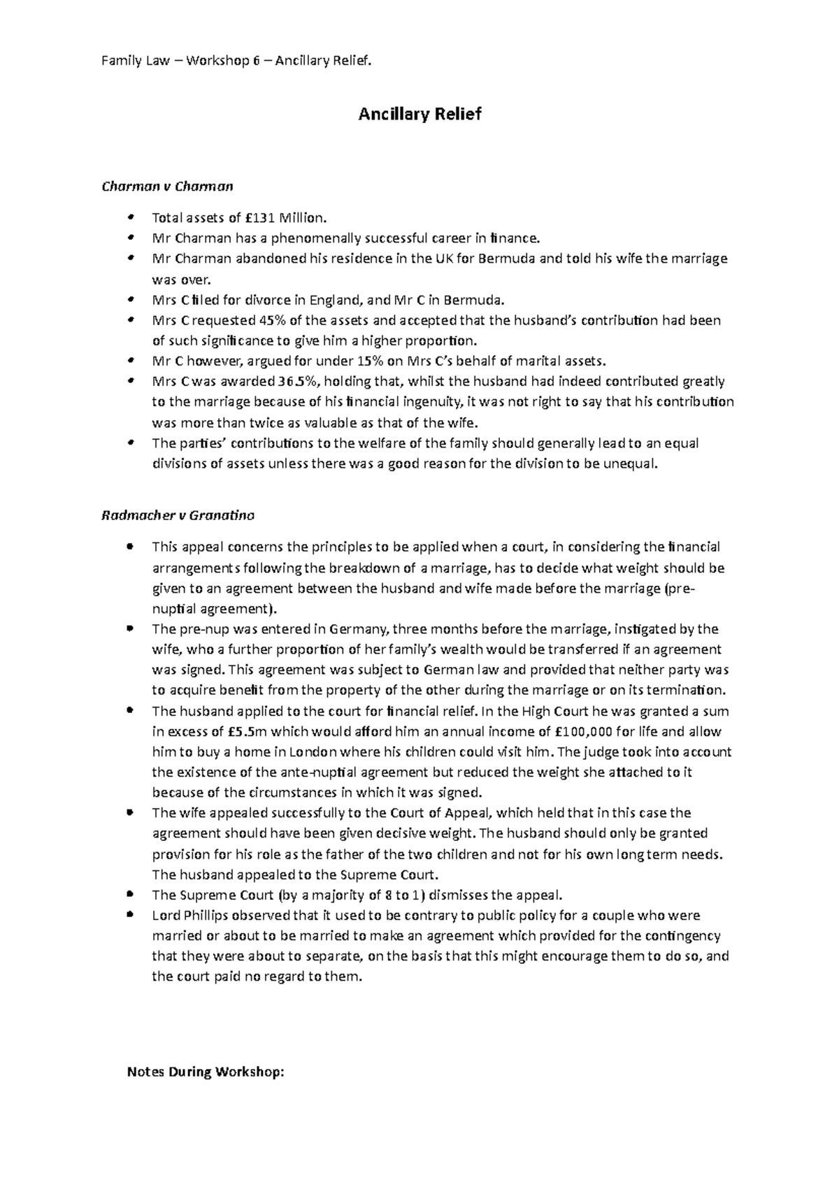 6 Ancillary Relief Family Law 6 Ancillary