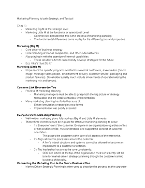 MKT 291 Lecture Notes 1 - MKT 291 Lecture Notes August 24, 29 What is ...