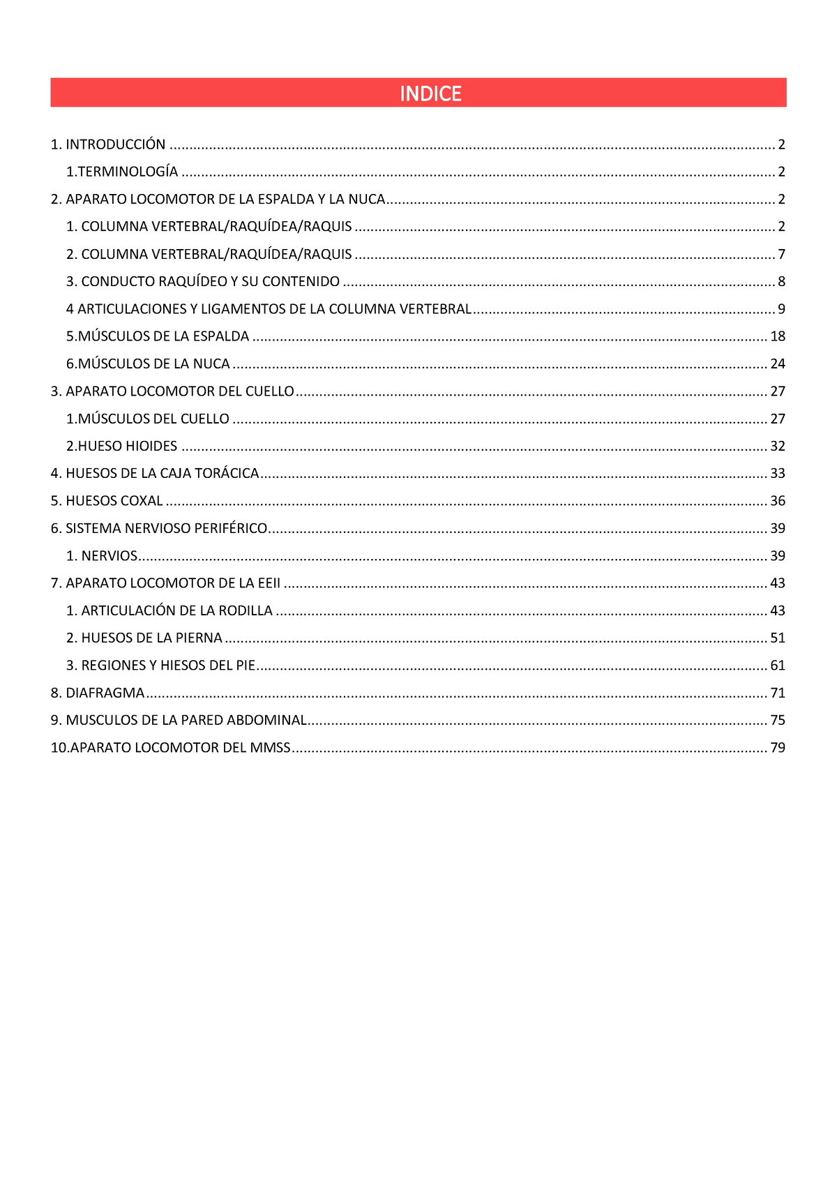 Anatomía I Resumen Total - 1. INTRODUCCI”N INDICE INTRODUCCI”N ...