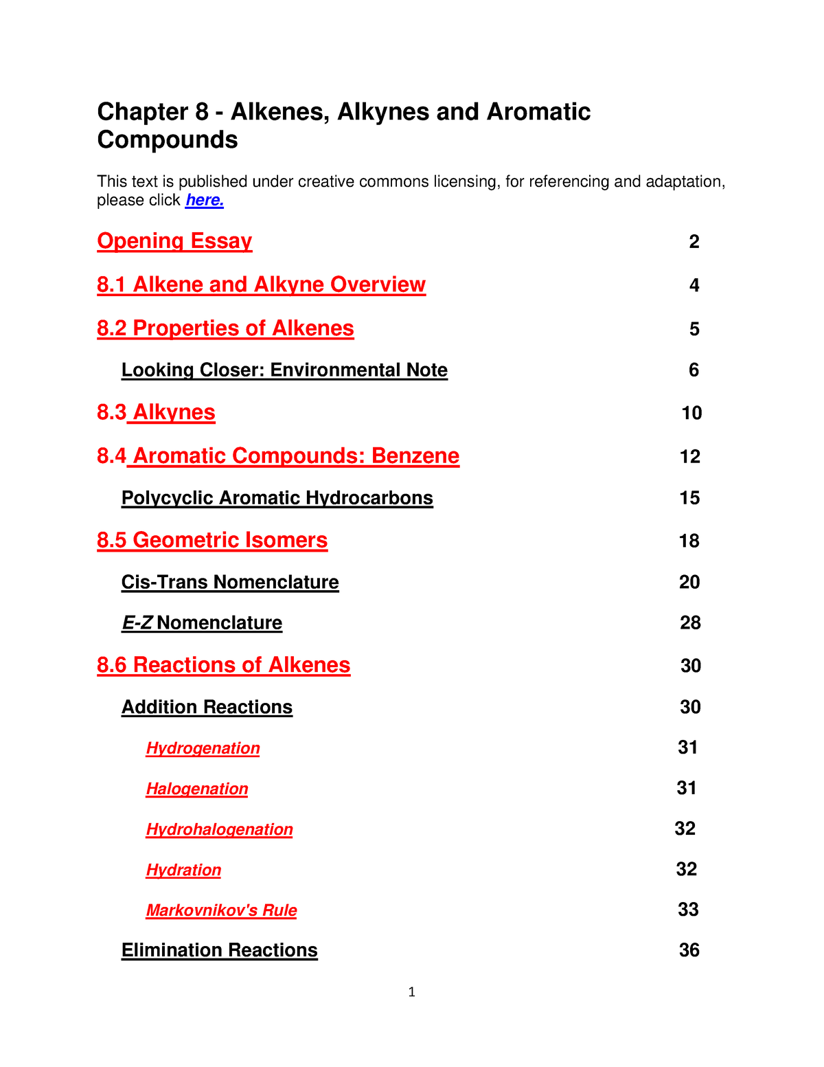 CH105 Chapter 8 PDF File - Chapter 8 - Alkenes, Alkynes And Aromatic ...