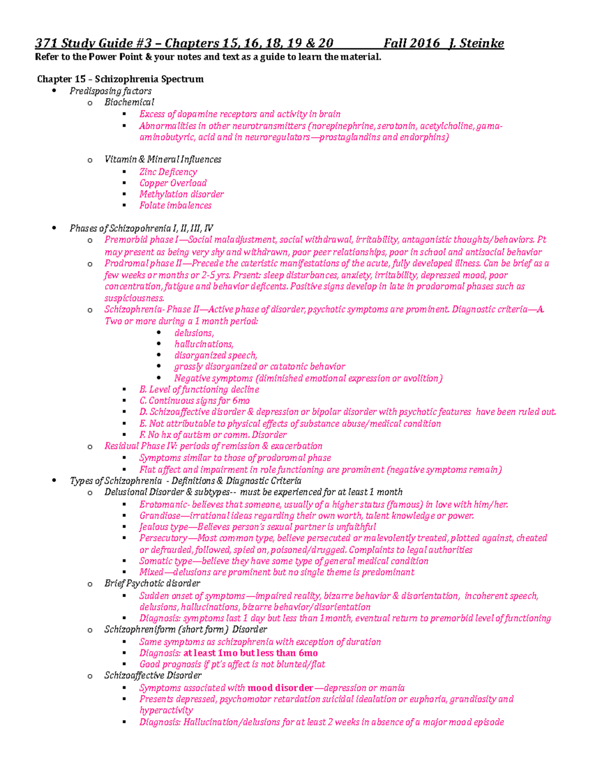 371Mental Study Guide USE - 371 Study Guide #3 – Chapters 15, 16, 18 ...