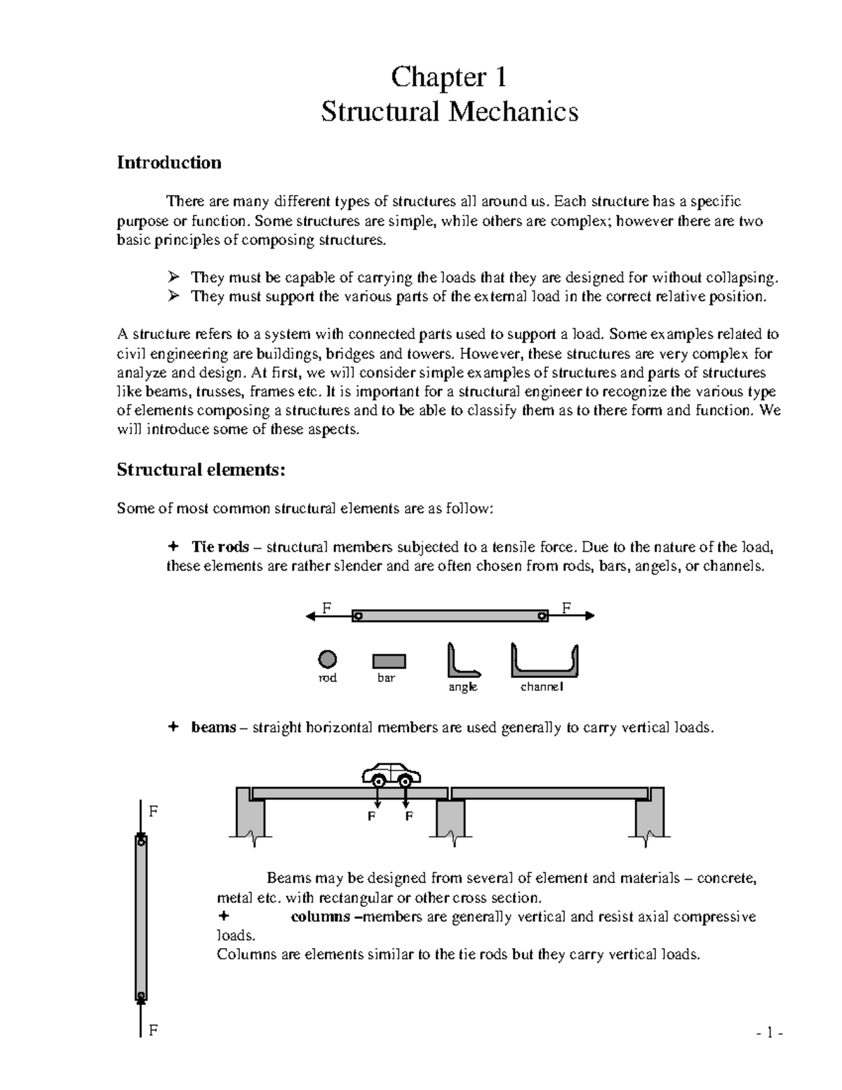 Structural mechanics - ádf - F F Chapter 1 Structural Mechanics ...