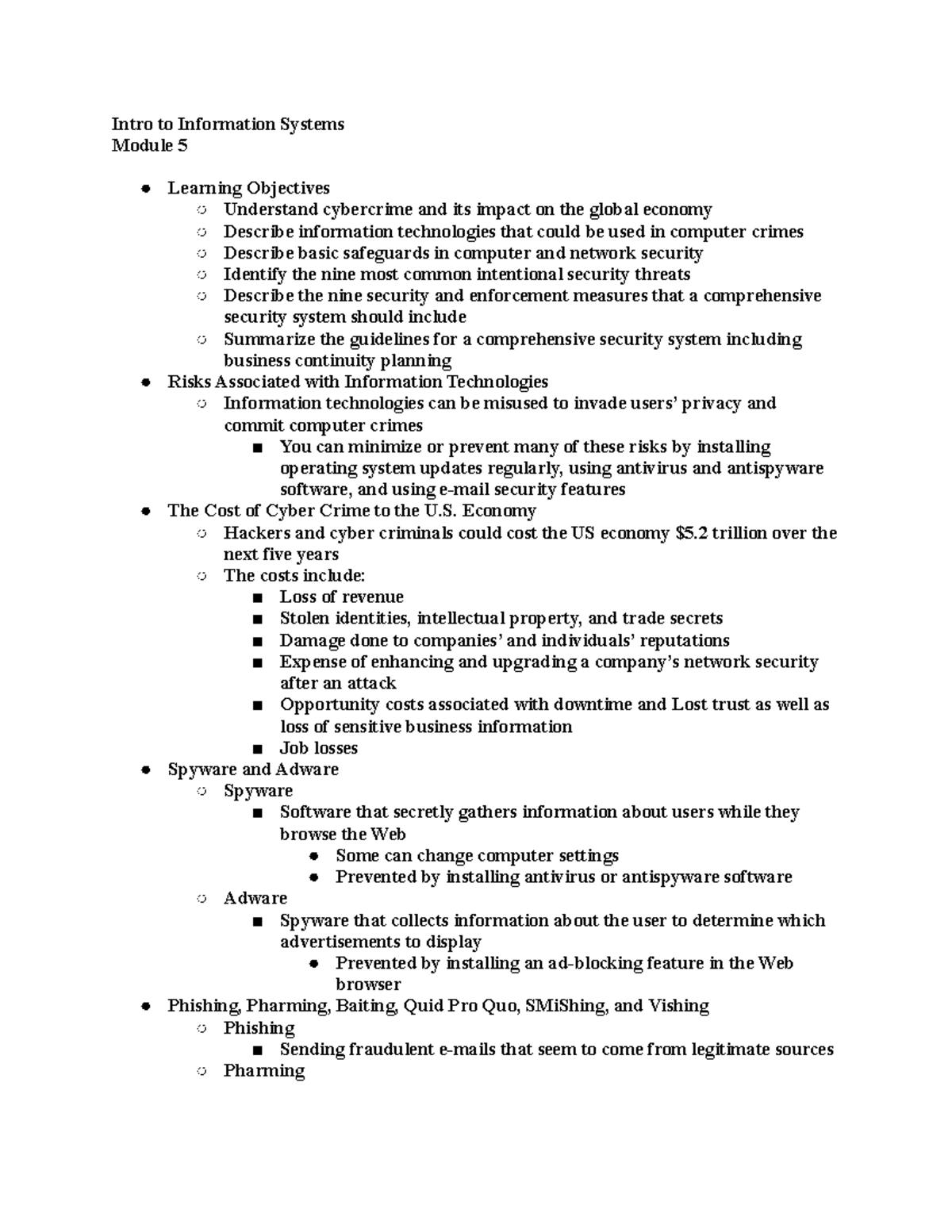 Intro to information systems module 5 intro to information systems