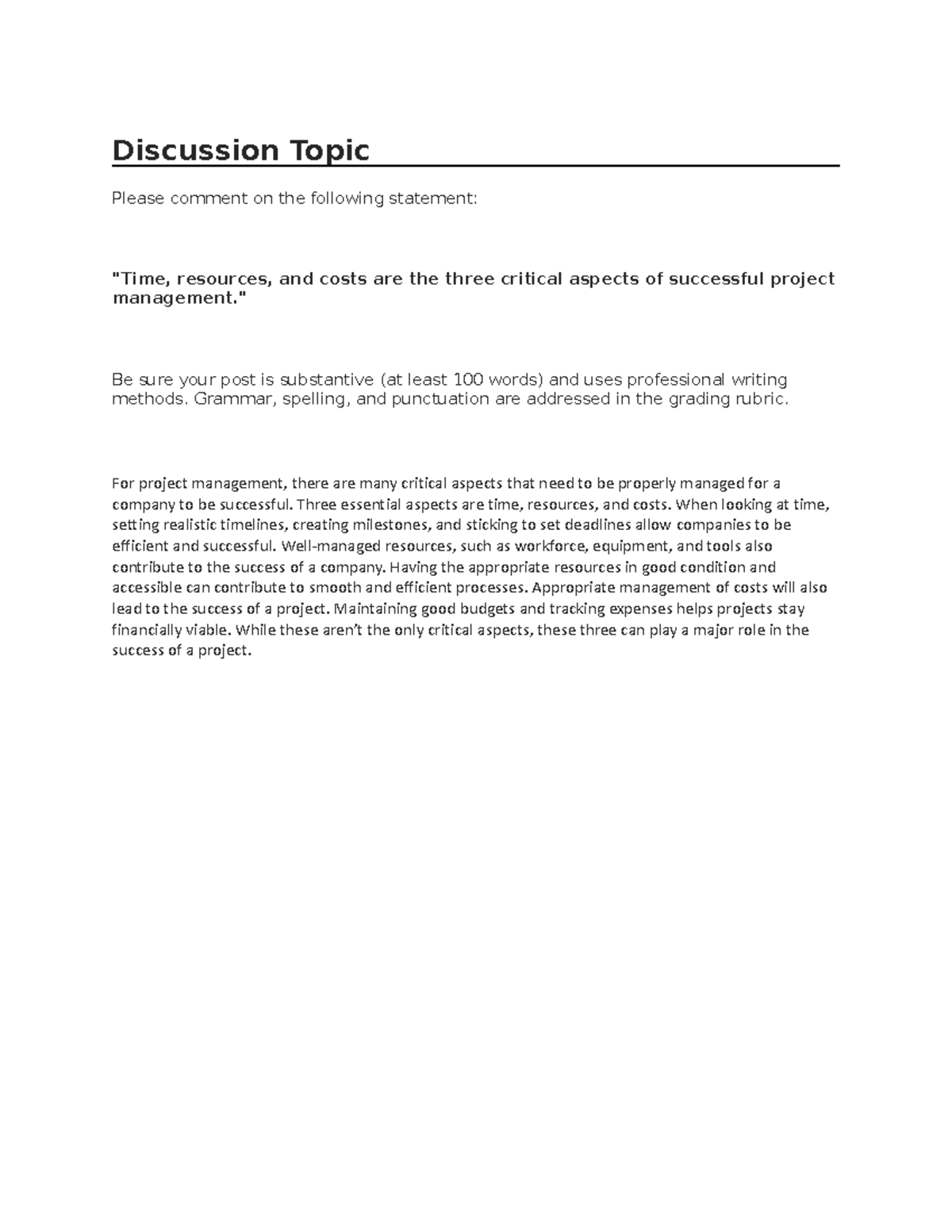 Week 8 - Discussion Board - Discussion Topic Please comment on the ...