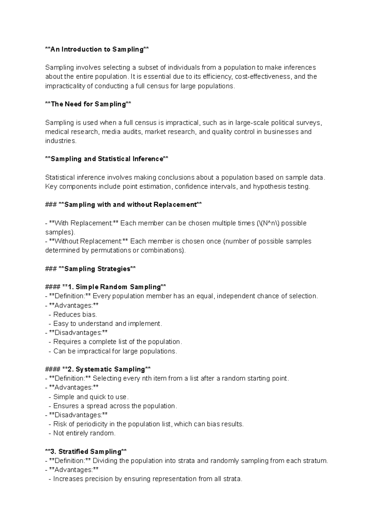 Untitled document - An Introduction to Sampling Sampling involves ...