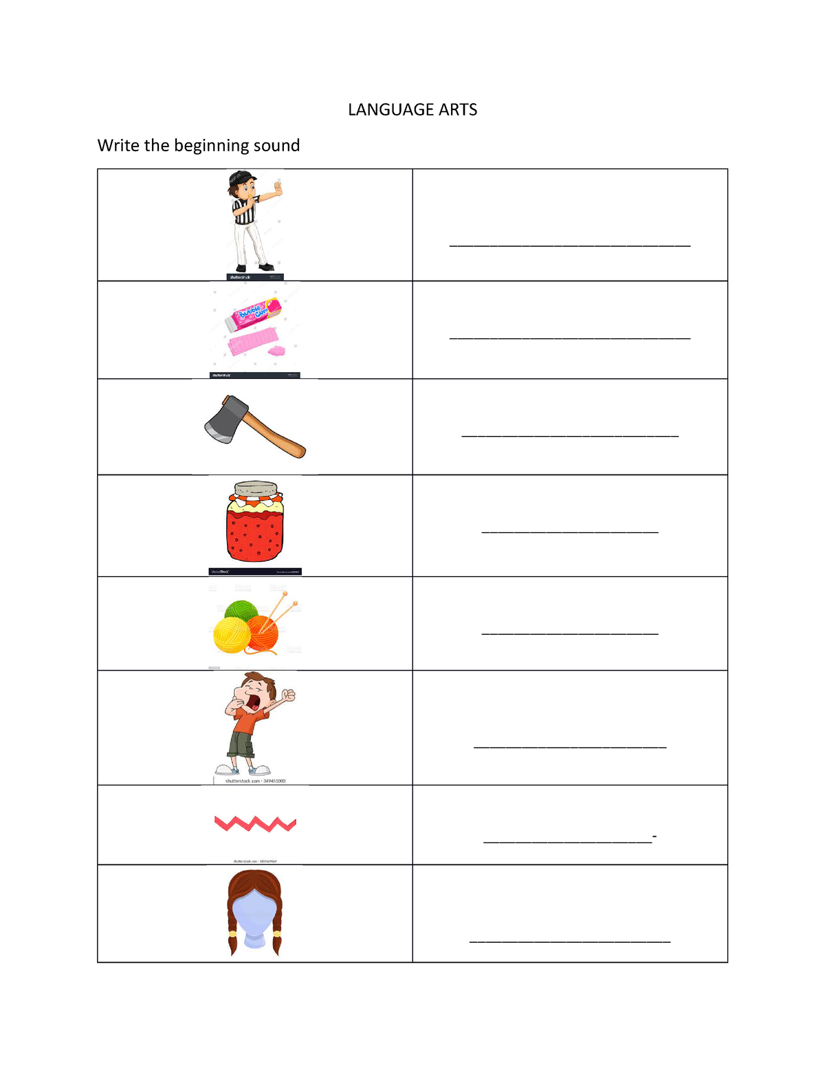 Language ARTS - for kids - LANGUAGE ARTS Write the beginning sound