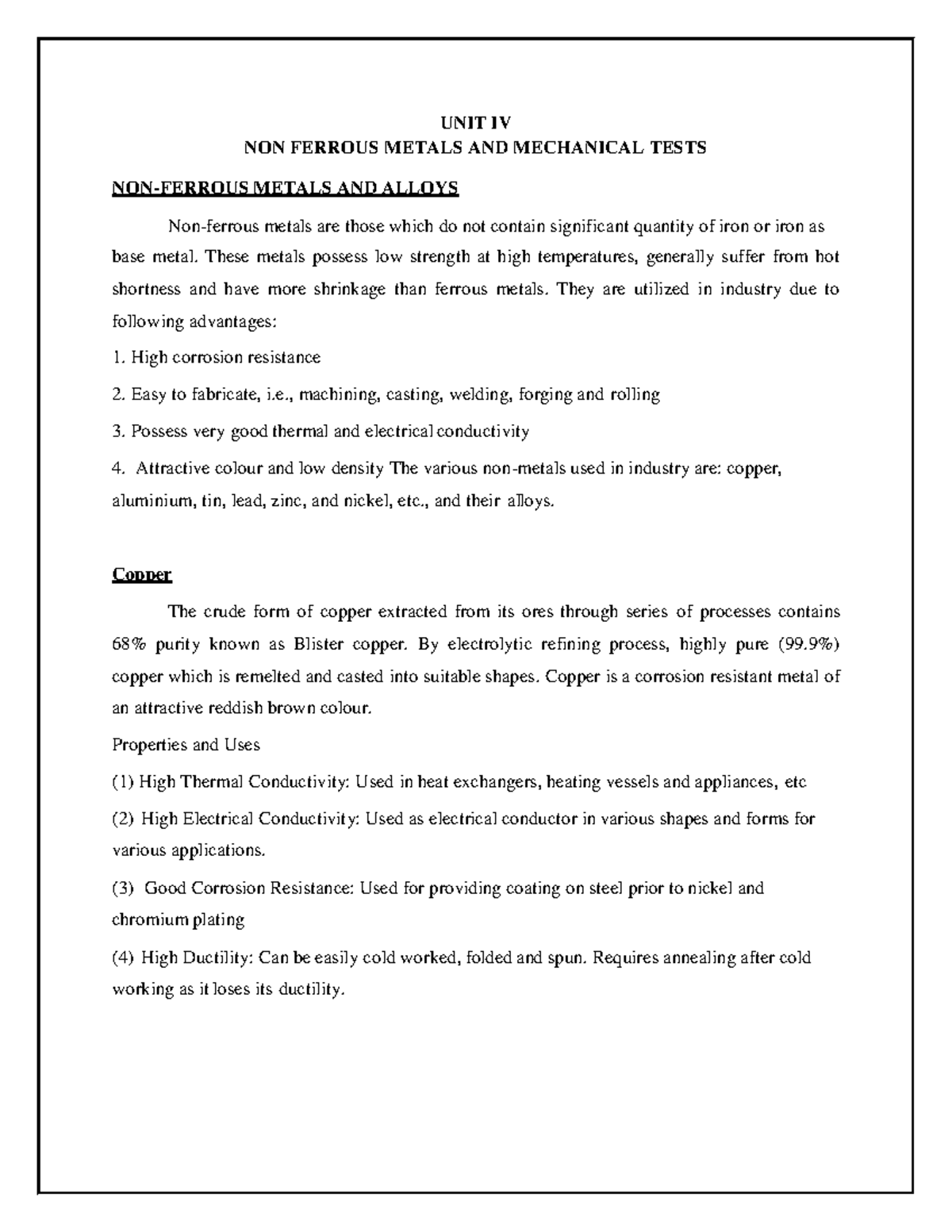 EM(U4) - Engineering Metallurgy lecture notes - UNIT IV NON FERROUS ...