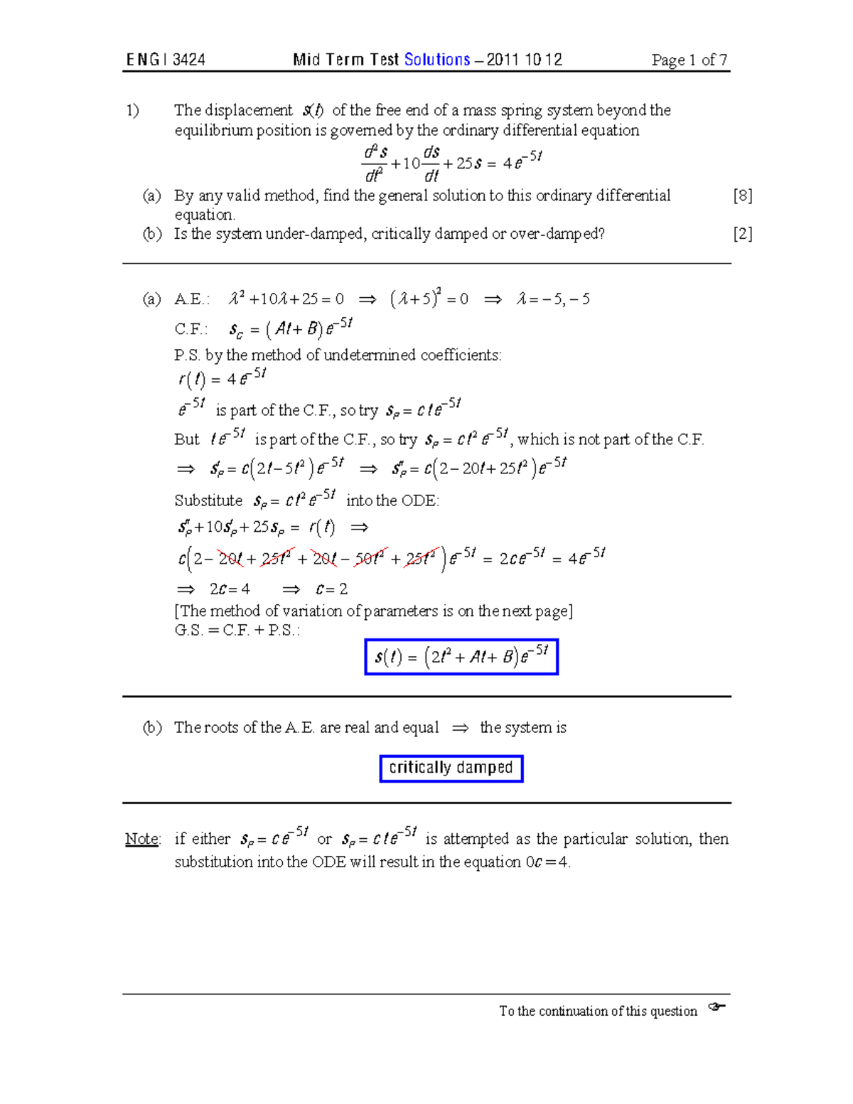 Midterm 2011, questions and answers - To the continuation of this ...