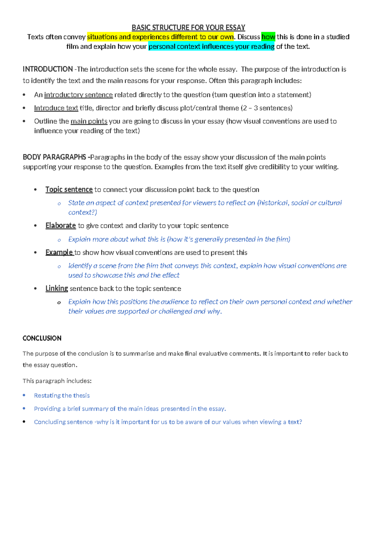 Nosedive+structure+and+notes+(1) - BASIC STRUCTURE FOR YOUR ESSAY Texts ...
