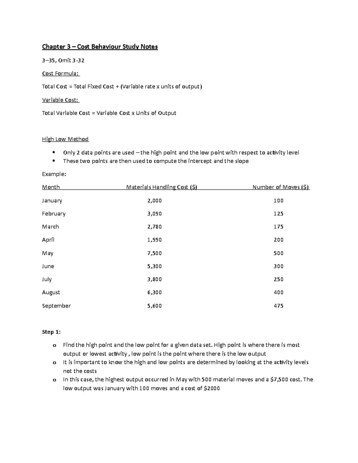 ACC406 Chapter 3 Study Notes + Problems - Chapter 3 Cost Behaviour ...