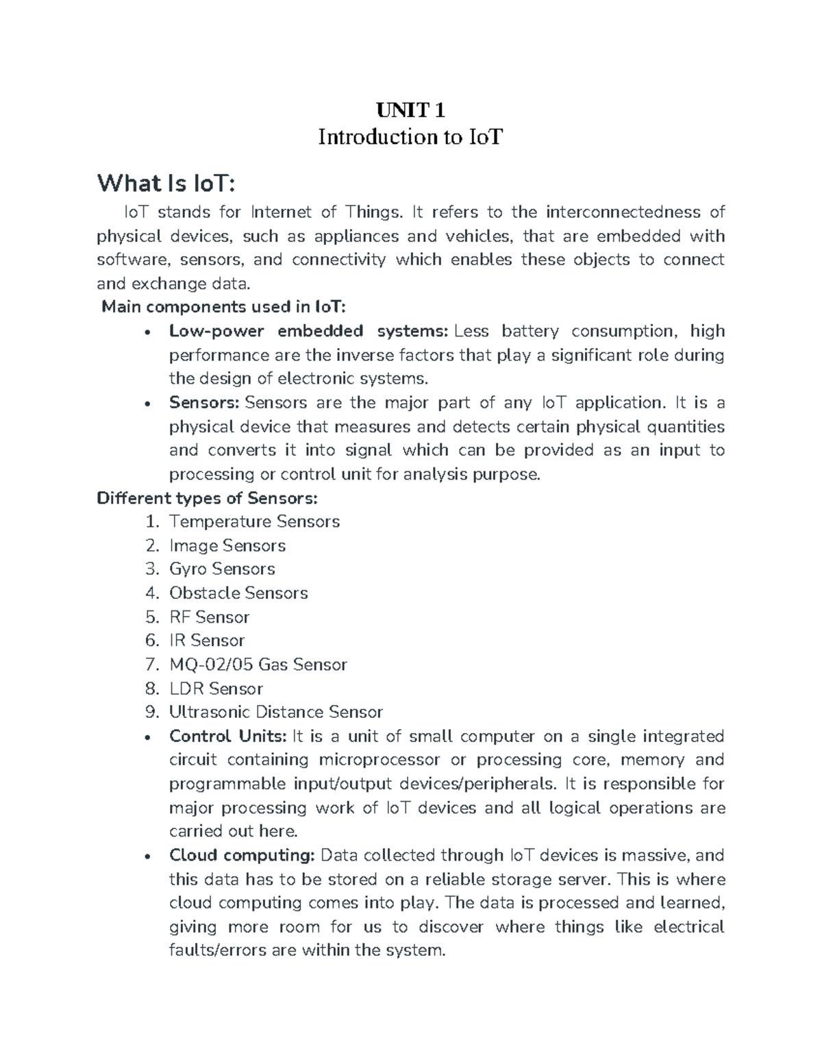 UNIT I - Iiot - UNIT 1 Introduction to IoT What Is IoT: IoT stands for ...