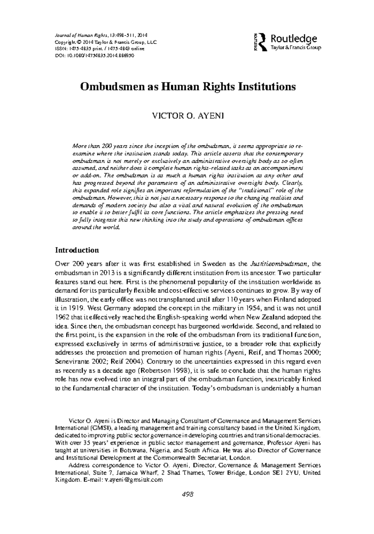 ombudsman-as-human-rights-institutions-journal-of-human-rights-13