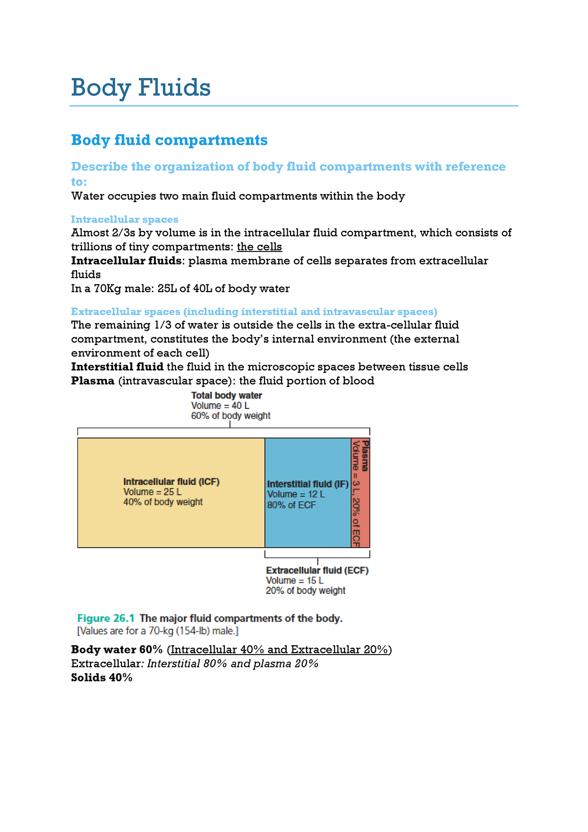 1 Body Fluidsconverted Body Fluids Body fluid compartments Describe