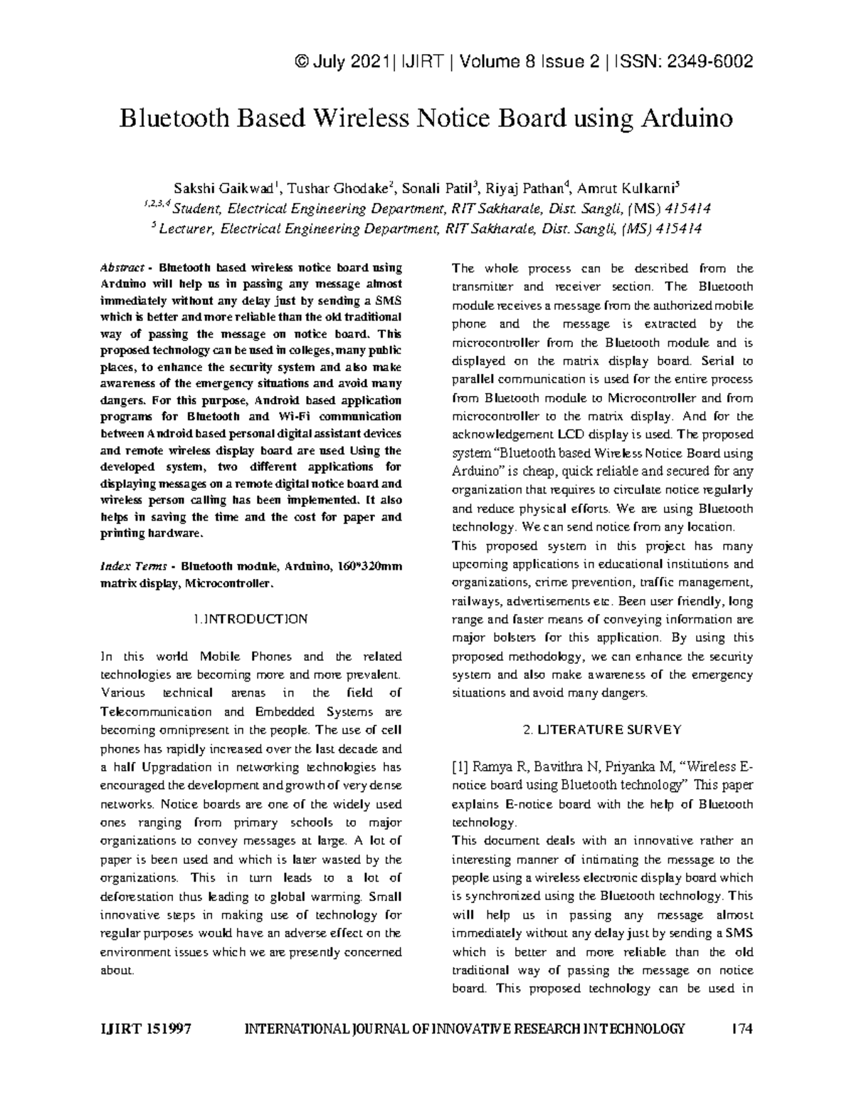 Ijirt 151997 Paper not Bluetooth Based Wireless Notice Board using