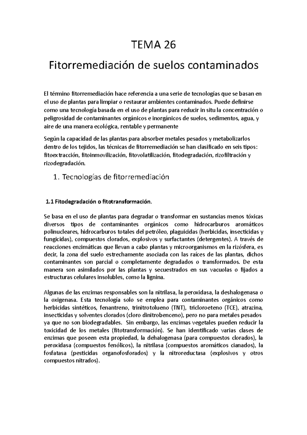 Tema Fitorremediación - TEMA 26 Fitorremediación De Suelos Contaminados ...