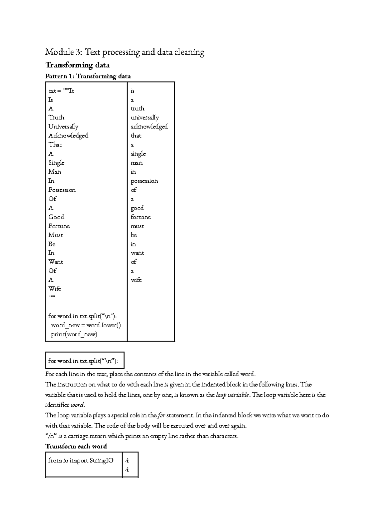 Module 3 Text processing and data cleaning - Module 3: Text processing ...