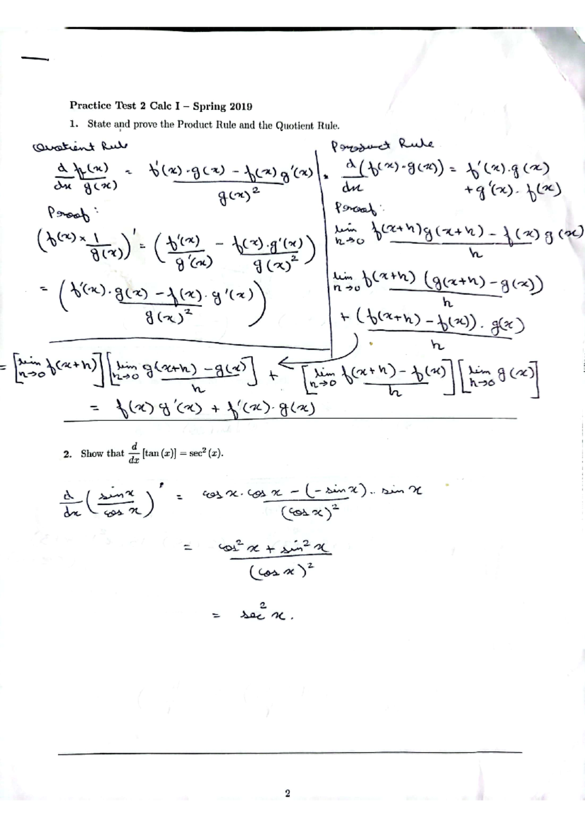 Calc 1 - Practice Test 2 - MAC2311 - Studocu
