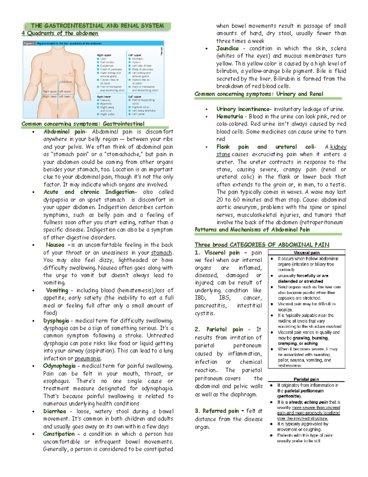 H.A RLE SAS 13-14 LECTURE - THE GASTROINTESTINAL AND RENAL SYSTEM 4 ...