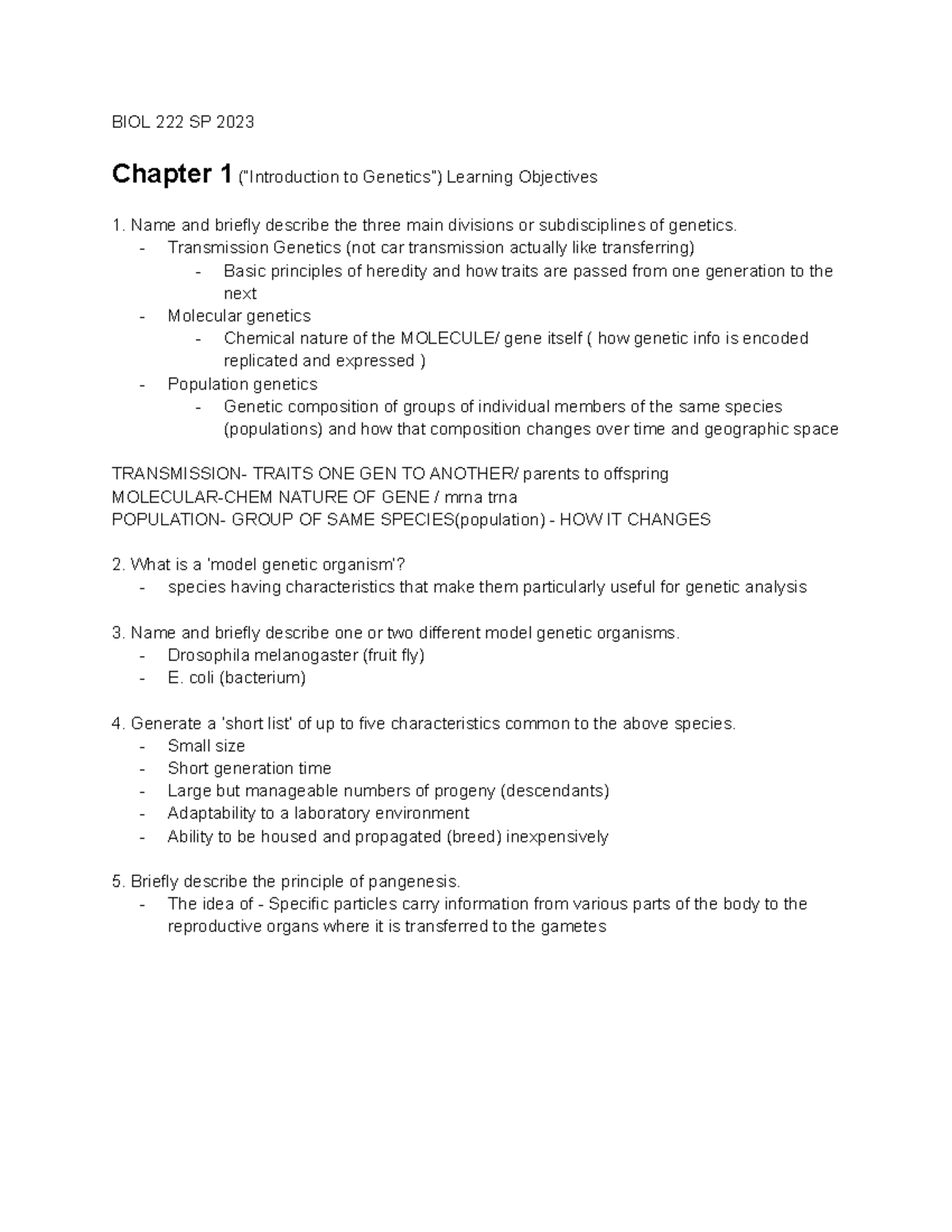 Bio 222 1- Exam 1 Notes From Class Learning Objectives - Google Docs ...