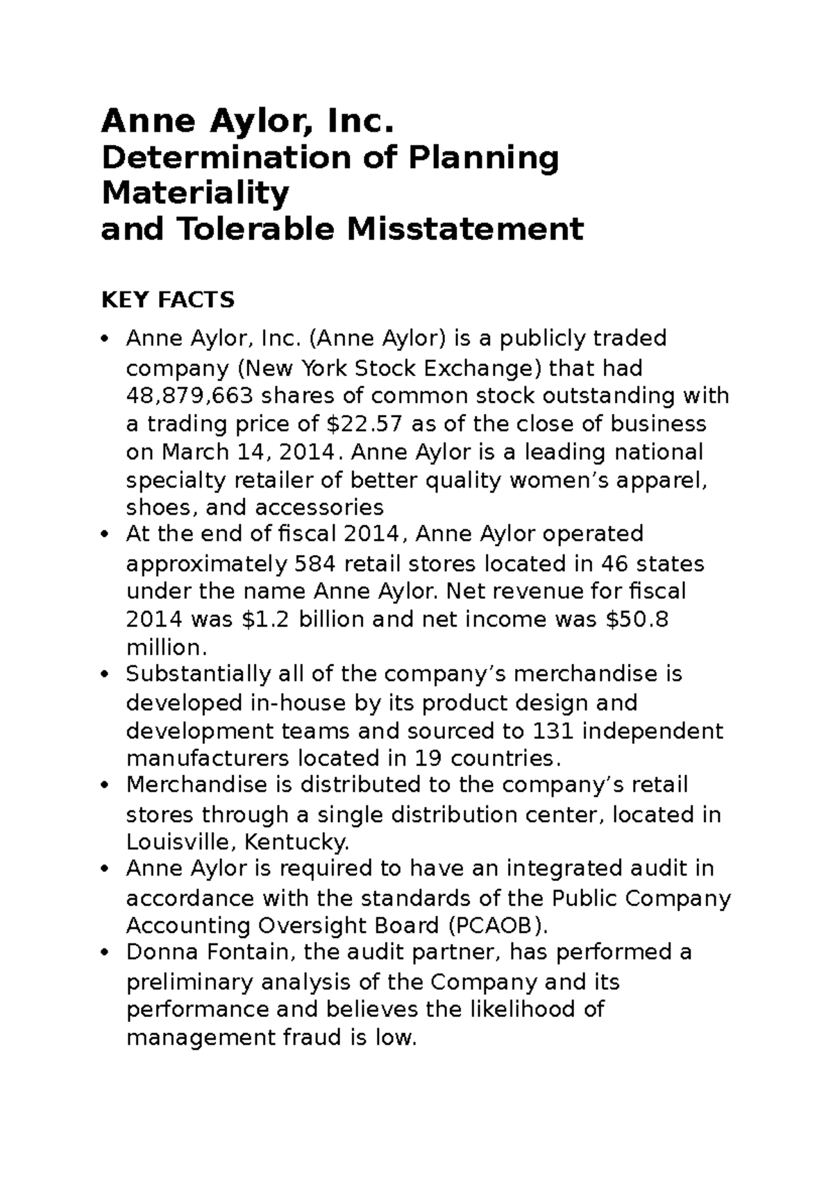 Anne Aylor lab8 Anne Aylor, Inc. Determination of Planning
