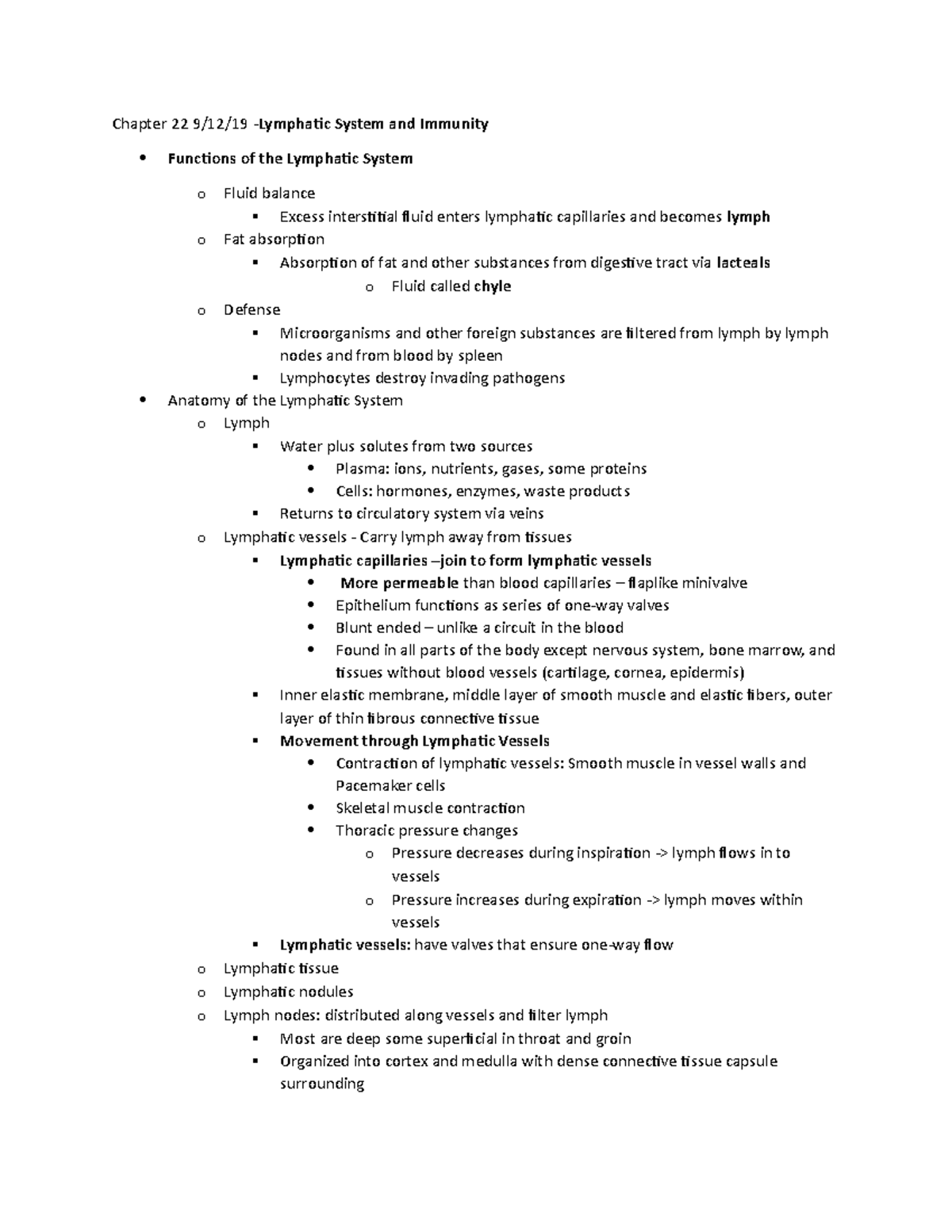 Chapter 22 - Lymphatic system and Immunity - Chapter 22 9/12/19 ...