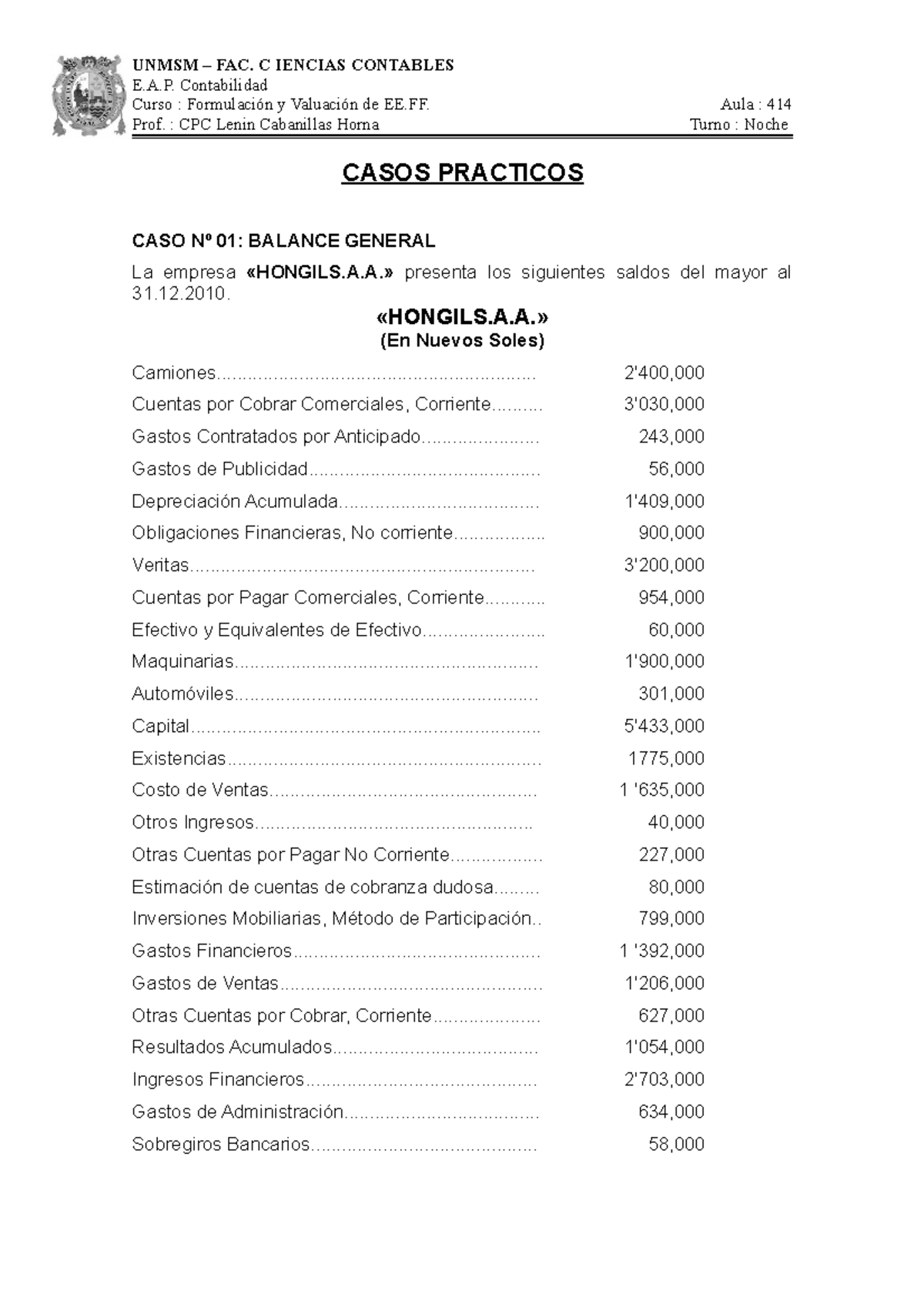 Dokumen Contabilidad Aplicada E A Contabilidad Prof Cpc Lenin Cabanillas Horna Turno