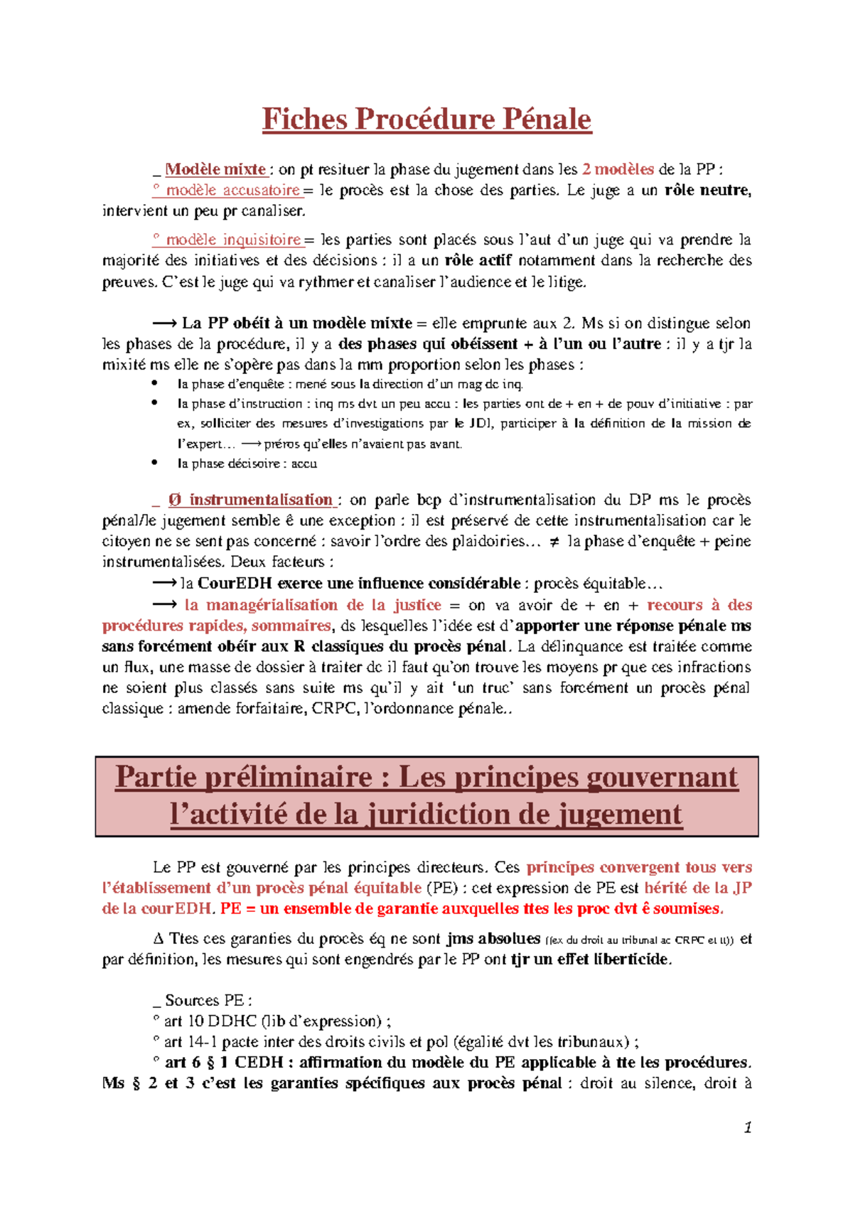 Fiches Procedure Penale Approfondie Fiches Mixte On Pt Resituer La Phase Du Studocu