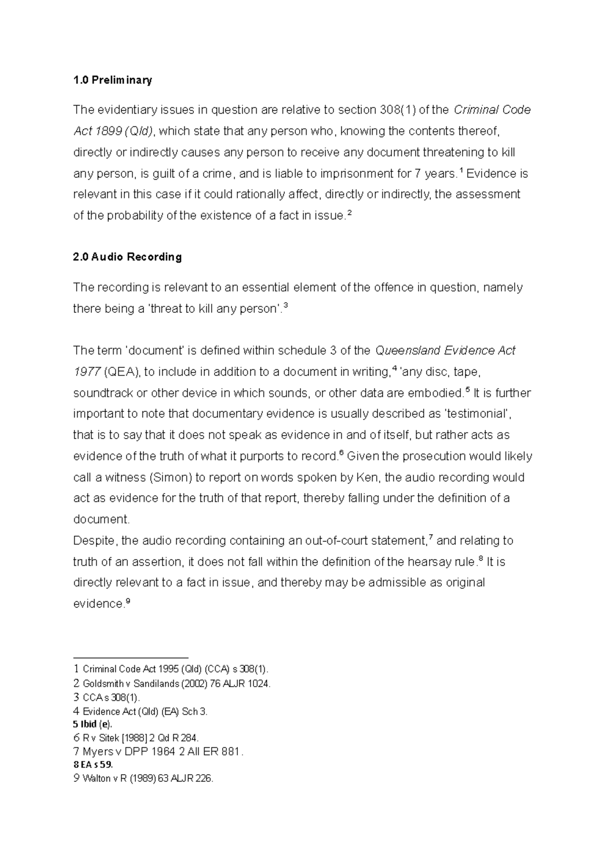 Written evidence - LLB303 - QUT - Studocu