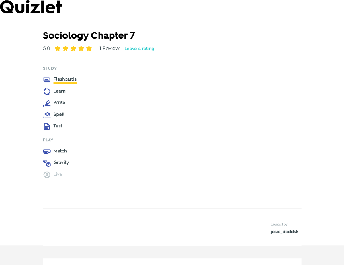 Sociology Chapter 7 Flashcards Quizlet - Sociology Chapter 7 5 1 Review ...