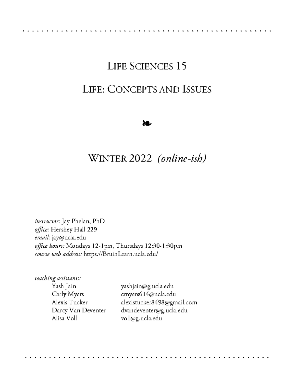 Life Sci 15 Syllabus