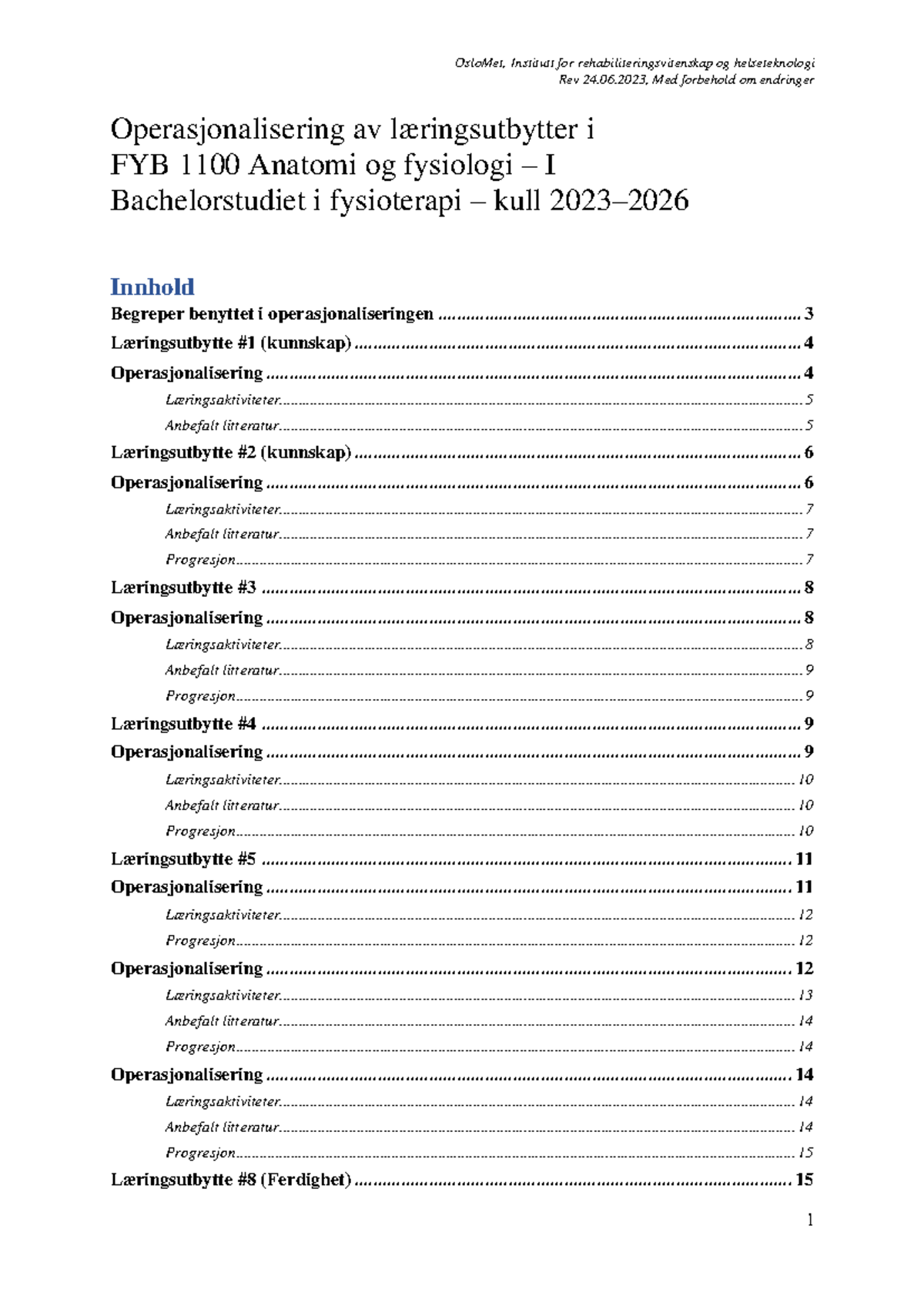 LUB FYB1100 - Lærinsutbytter - Rev 24.06, Med Forbehold Om Endringer ...