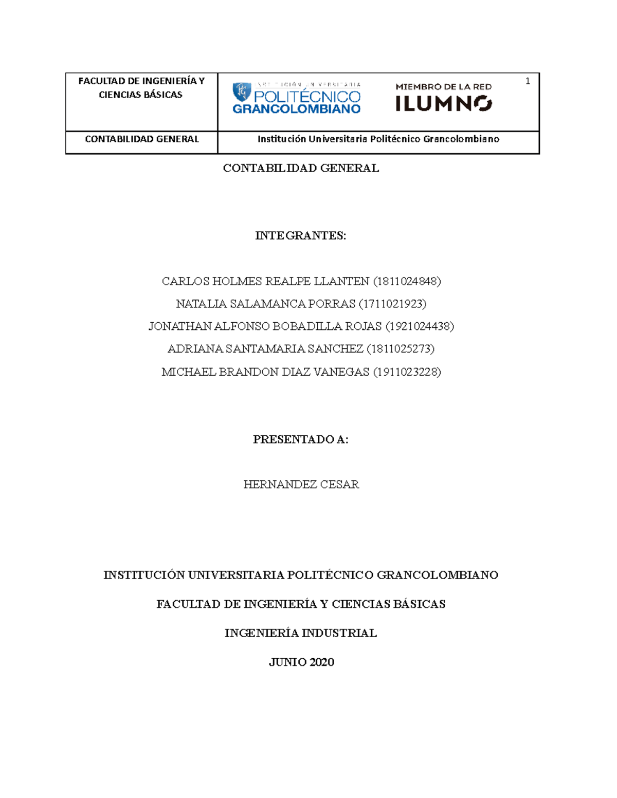 Entrega Final Contabilidad - CIENCIAS BÁSICAS CONTABILIDAD GENERAL ...