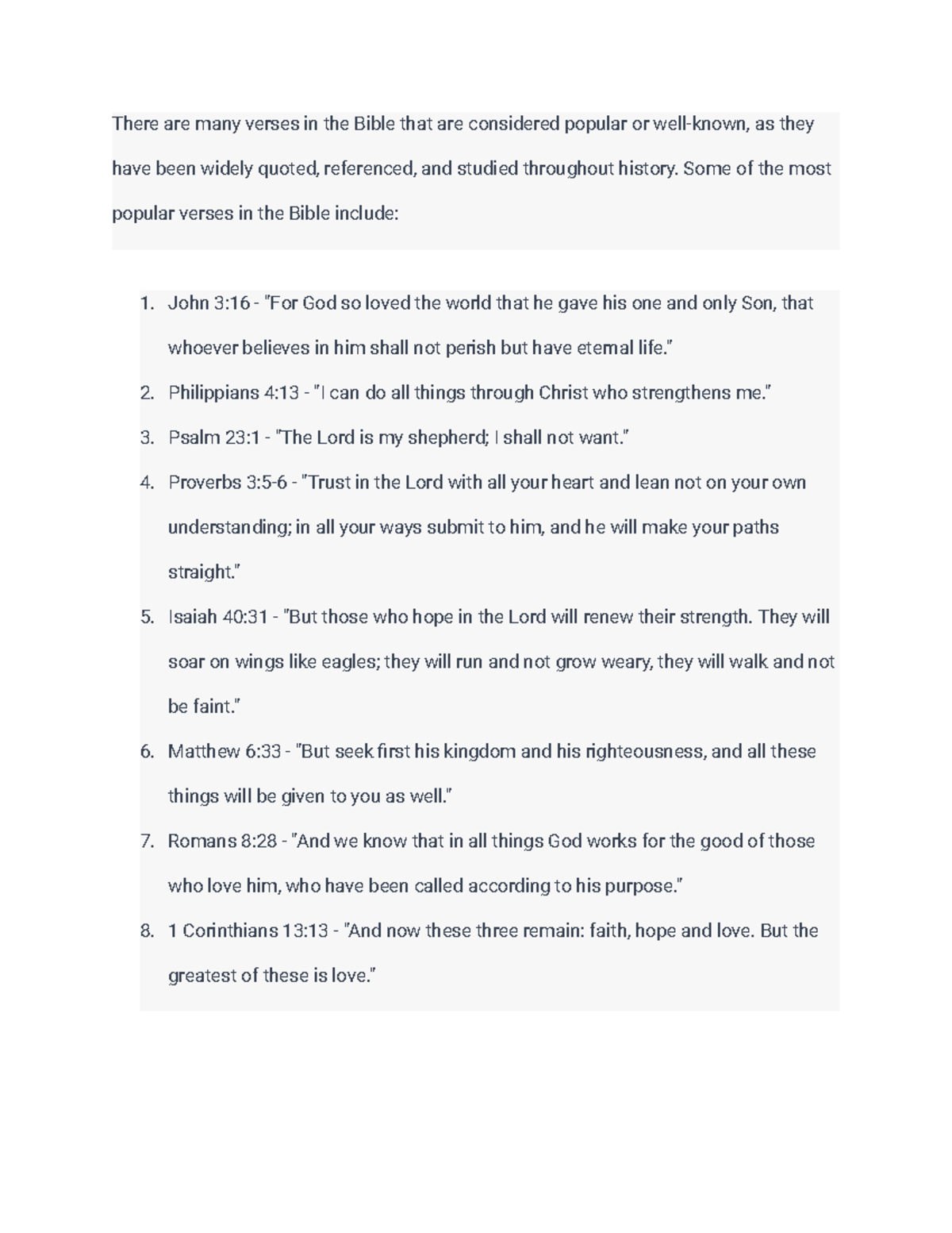 Popular Verses in The Bible - There are many verses in the Bible that ...