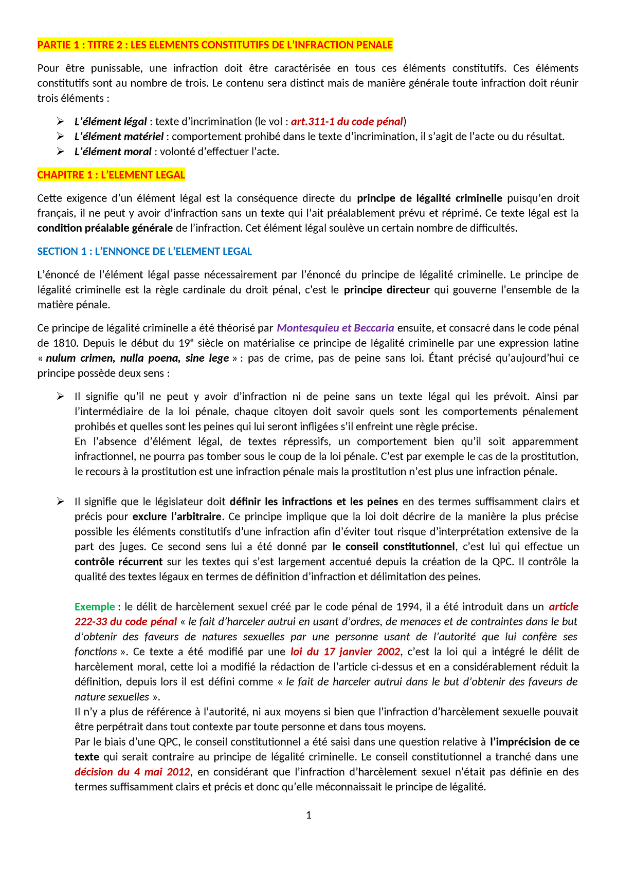 Partie 1 Titre 2 CHAP 1 - L2 DROIT - PARTIE 1 : TITRE 2 : LES ELEMENTS ...