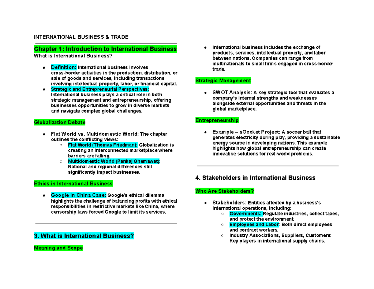 International Business & Trade - INTERNATIONAL BUSINESS & TRADE Chapter ...